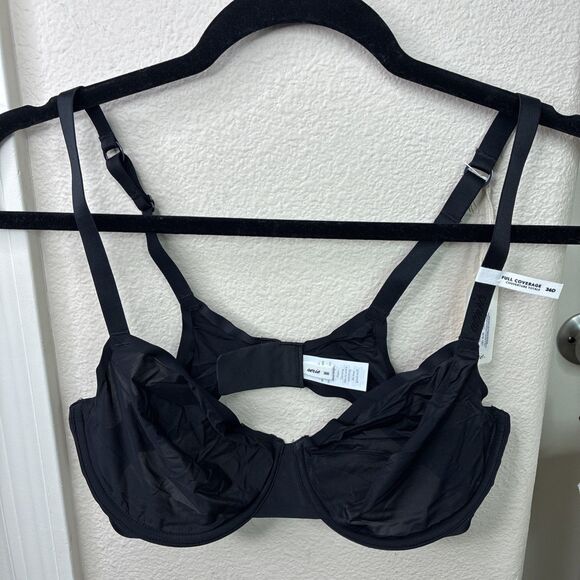 Smoothez by Aerie Bra Beige Full Coverage Unlined Underwire 36D Black New - Picture 1 of 6